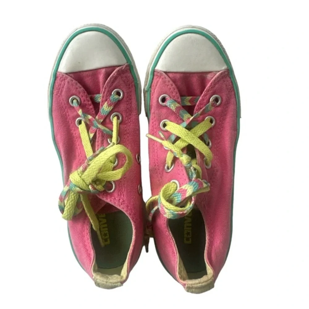 Converse Chuck Taylor All Star Pink Teal Lime Green Low‎ Top Sneakers Kids 13
